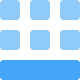 Bottom strip with upper square block keys icon