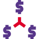 Dollar sign and finance in connection layout icon