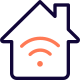 Smart home connected with wireless internet connectivity isolated on a white background icon