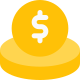 Dollar coin funds isolated on a white background icon