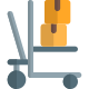 Hand-held pallet material handling unit with boxes loaded icon