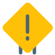 Caution with a exclamation mark on a signboard layout icon