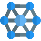 Atom structure with lattice holding each other icon