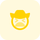 Uncomfortable cowboy emoticon facial expression with hat icon