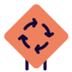 Roundabout of an inner intersection traffic sign board icon