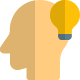 Head with lighting bulb indication idea or thought icon