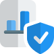 Bar chart file secured with defensive anti-virus icon