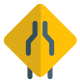 Both side narrow roads connecting to a single Lane Road icon