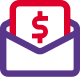 International money order payment in an envelope icon