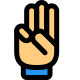 Three fingers up gesture isolated on a white background icon