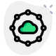 Nodes connected to secure online cloud network icon