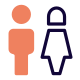 Male and female bathroom stickman signal logotype icon