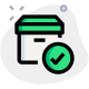 Quality check with tick mark on a cargo delivery box icon