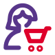 Buying a grocery item online on e-commerce website icon