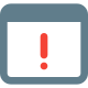 Alert notification with exclamation mark on web browser icon