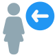 Businesswoman with a left direction arrow indication icon