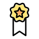 Flower star emblem with single ribon layout icon