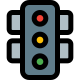 Traffic lights with all three lights isolated on a white background icon