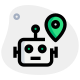 Location of a robot with pinpoint Isolated on a white background icon