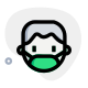 Man with a mask on during the pandemic situation travel icon