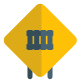 Railroad crossing warning to prevent accident sign board icon