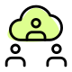 Online meeting via cloud server all around the world icon