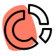 Doughnut Pie chart comparison with multiple sections layout icon