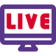 Live telecast of a media content on desktop computer icon