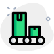 Shipment handling facility on a rolling conveyor icon