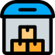 Airport warehouse with delivery boxes storage facility icon