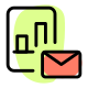 Bar chart send via message with envelope logotype icon