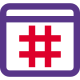 Hashtag widely used and on a web browser icon