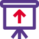 White board with upwards direction arrow layout icon