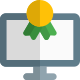 Online gaming award trophy with double ribbon icon
