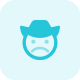 Frowning face expression of a cowboy with a hat icon
