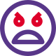 Furious angry face emoticon with scowl on face. icon