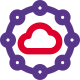 Nodes connected to secure online cloud network icon