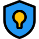 New startup concept with secure future - shield with bulb badge icon