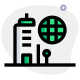 Business corporate office with international trade connections icon