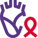 Blood cancer with a ribbon logotype isolated on a white background icon