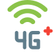 Fourth generation cellular plus and internet connectivity logotype icon