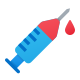 Syringe with a drop of blood icon