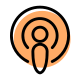 Podcasts player logotype, where they can discover and listen to the world's podcasts. icon
