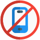 No cell phone allowed in a specific store line icon