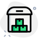 Airport warehouse with delivery boxes storage facility icon