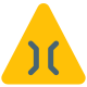 Triangular shape signboard with a narrow bridge lane icon