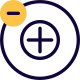 Negative charge on an atom with positively charged in center icon