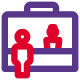 Helpdesk for exchanging the passport and boarding pass during a travel icon