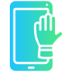 external-SMARTPHONE-RAISE-HANDS-virtual-gradient-solid-kendis-lasman icon