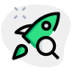 Rocket launch search with magnify glass logotype icon